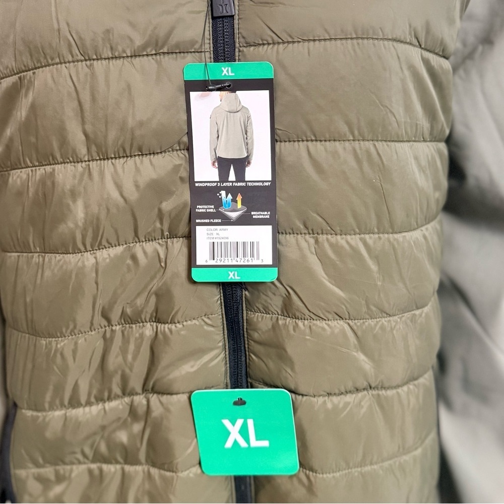 NWT Hurley Men's Jacket Army Green Windproof 3 Layer Tech. Full Zip Hooded Sz XL - Picture 7 of 7